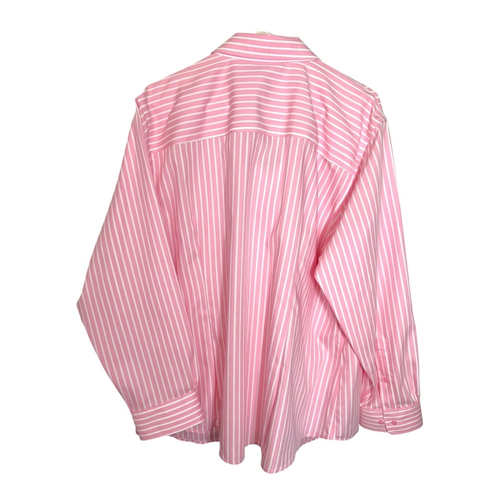 NEW Jones New York 3X Pink Striped Button Down Shirt Easy Care Preppy Officecore - Picture 3 of 8